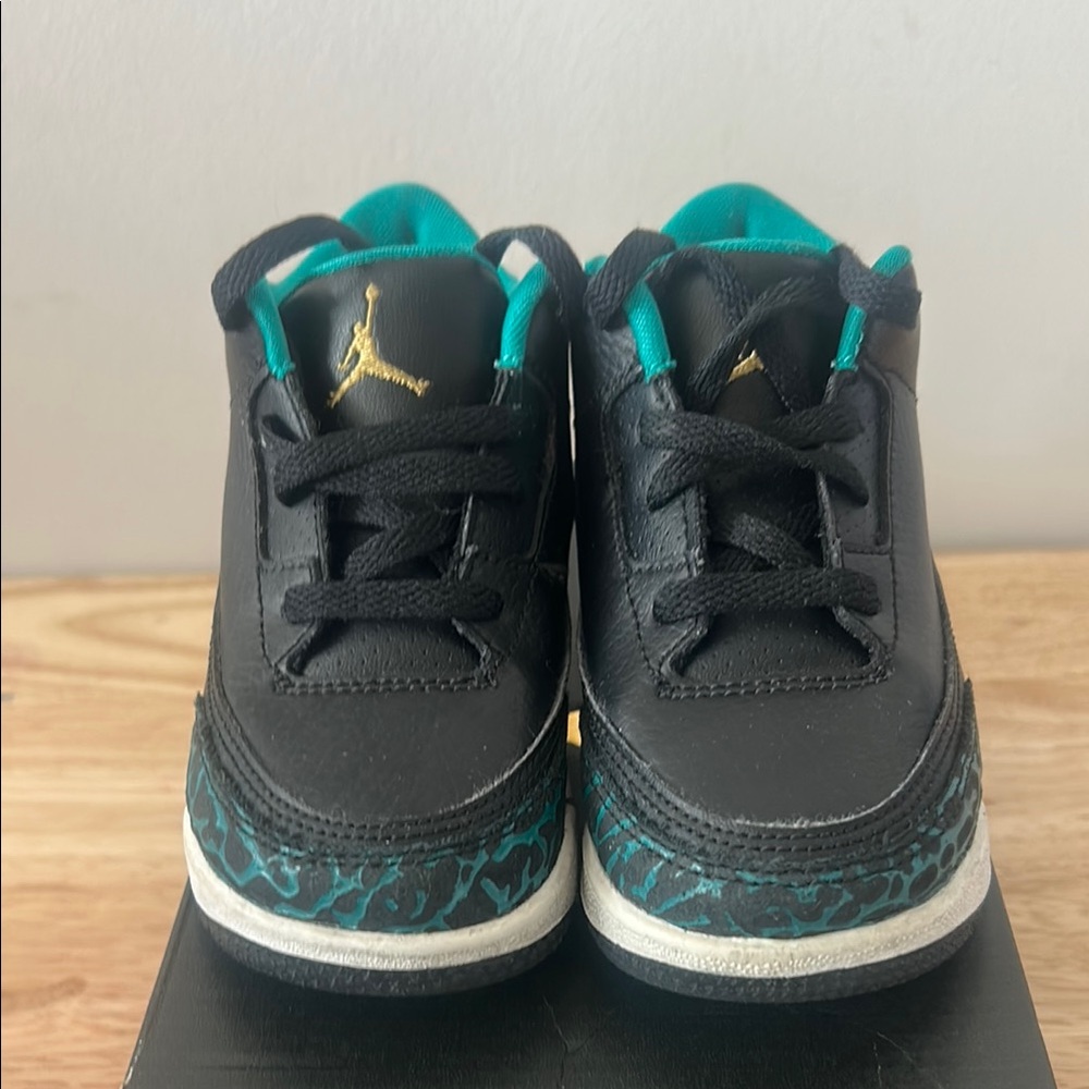 Kids' Black and Teal Jordan Shoes